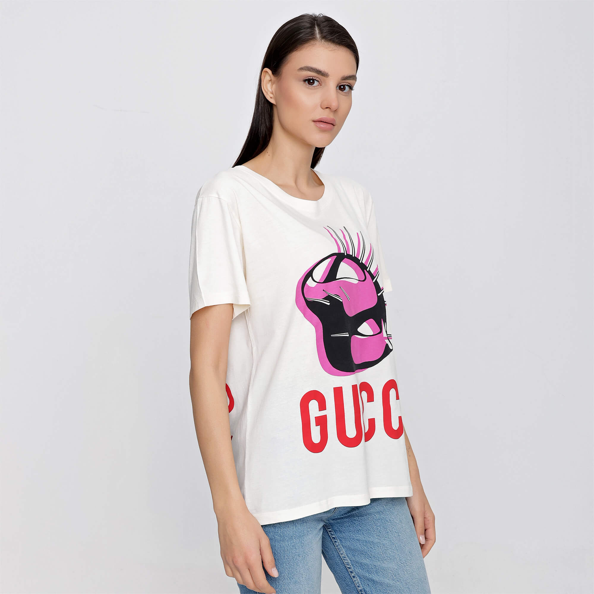 Gucci - White Manifesto Mask Oversized Tshirt